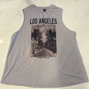 SHEIN Los Angeles Graphic Tank - Light Gray